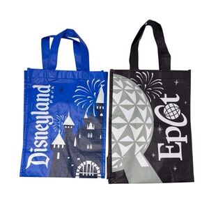 Pair of Disneyland & Disney Epcot reusable tote bags 12 x 9 inches each